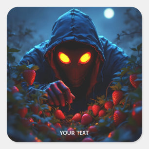 Adesivo Quadrado Fantasy Cute Scary Strawberry Man