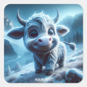 Adesivo Quadrado Fantasy Cute Smiling Baby Bull