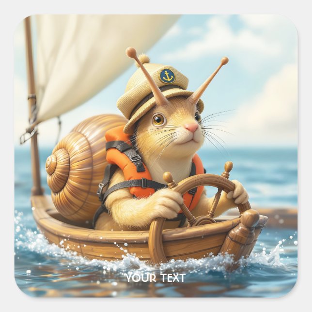 Adesivo Quadrado Fantasy Cute Snail Direction (Frente)