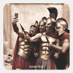 Adesivo Quadrado Fantasy Cute Spartan Warriors Selfie