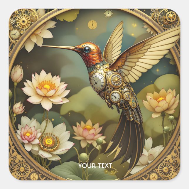 Adesivo Quadrado Fantasy Cute Steampunk Bird (Frente)