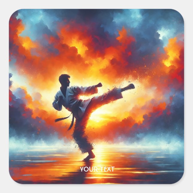 Adesivo Quadrado Fantasy Cute Sunset Karate Fighter (Frente)