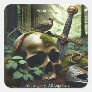 Adesivo Quadrado Fantasy Cute Sword Head Moss