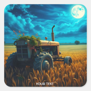 Adesivo Quadrado Fantasy Cute Trator Moon Field