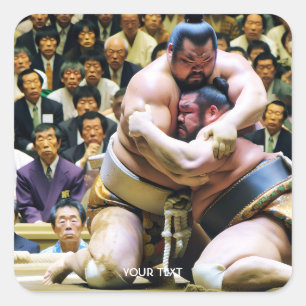 Adesivo Quadrado Fantasy Cute Two Sumo Wrestlers