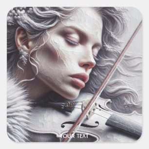 Adesivo Quadrado Fantasy Cute Violin Music Girl