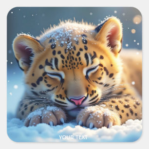Adesivo Quadrado Fantasy Cute Winter Baby Lepard