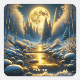 Adesivo Quadrado Fantasy Cute Winter Moon River