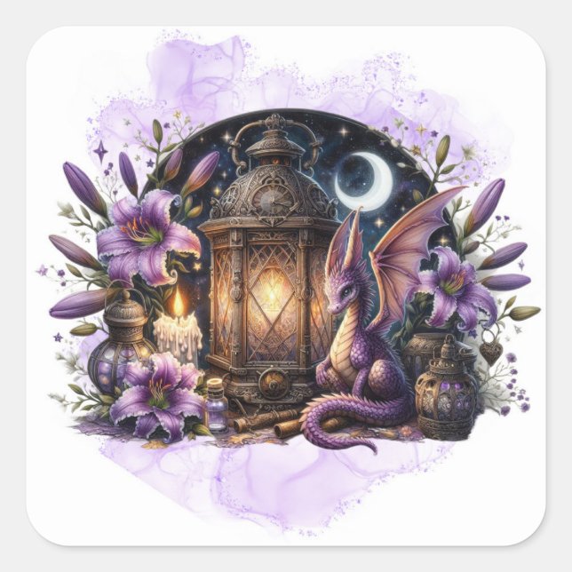 Adesivo Quadrado Fantasy Dragon Sticker (Frente)