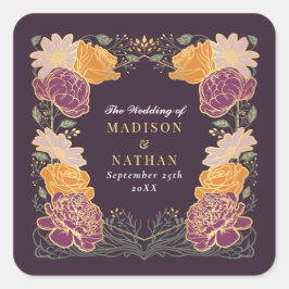 Adesivo Quadrado Fantasy Encantado Casamento Floral Garden