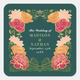 Adesivo Quadrado Fantasy Encantado Casamento Floral Garden