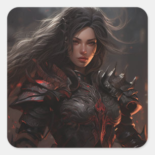 Adesivo Quadrado Fantasy Female Warrior Knight - Sticker
