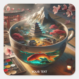 Adesivo Quadrado Fantasy - Fixe de chá japonês