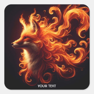 Adesivo Quadrado Fantasy - Fox Fox Fire