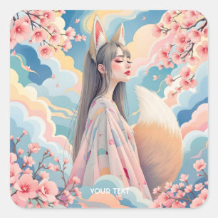 Adesivo Quadrado Fantasy Fox Lady Rosa