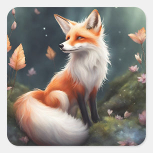 Adesivo Quadrado Fantasy Fox Nature Art