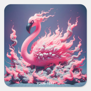 Adesivo Quadrado Fantasy Fumaça Flamingo Fumaça Fumaça De Flamingo