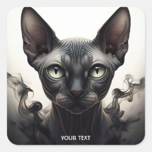 Adesivo Quadrado Fantasy - Gato Negro Esphynx