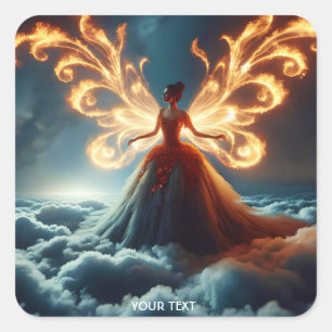 Adesivo Quadrado Fantasy, Linda Mulher-Flame