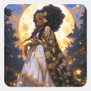Adesivo Quadrado Fantasy Mulher Afro-Americana Art