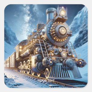Adesivo Quadrado Fantasy Steam Train Winter