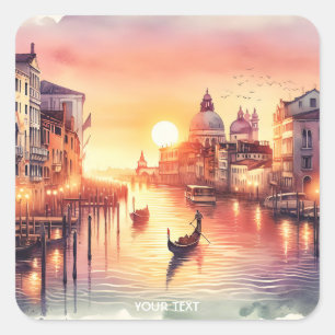 Adesivo Quadrado Fantasy - Vista de Veneza Solitária