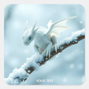 Adesivo Quadrado Fantasy White Baby Dragon