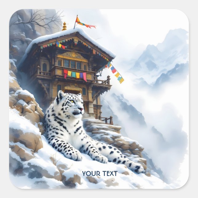 Adesivo Quadrado Fantasy White Lepard Snow (Frente)