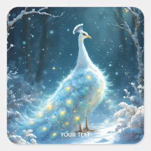 Adesivo Quadrado Fantasy White Snow Peacock