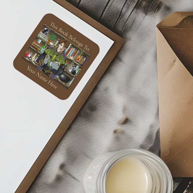 Adesivo Quadrado Fantasy Wizard Livros Poções de Dragões (Criador carregado)