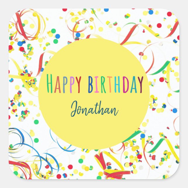 Adesivo Quadrado Farbenfrohe Konfetti Sticker Custom Aufkleber  (Frente)