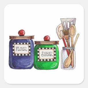 Adesivo Quadrado Farinha e açúcar