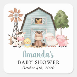 Adesivo Quadrado Farm Animals, Cute Animals, Blue Barn, Baby Shower