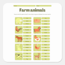Farm Animals Identification Educational Worksheet