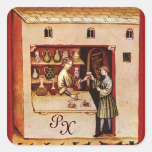 Adesivo Quadrado FARMACÊUTICA ANTIQUICA, Fármaco, Monograma