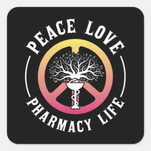 Adesivo Quadrado Farmacêutico de Farmácia do Peace Love Life