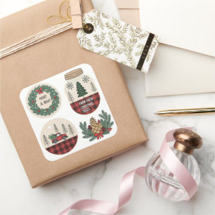 Adesivo Quadrado Farmhouse Christmas Sticker Set - Rustic Holiday