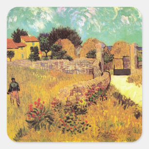 Adesivo Quadrado Farmhouse in Provence por Vincent van Gogh