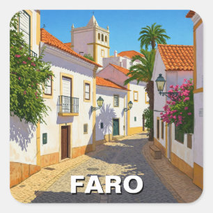Adesivo Quadrado Faro Portugal Algarve Viagem