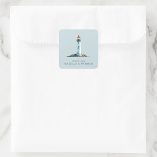 Adesivo Quadrado Farol Aquarela Azul Sereno