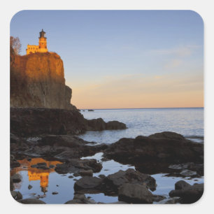 Adesivo Quadrado Farol de Split Rock ao pôr do sol perto de Two