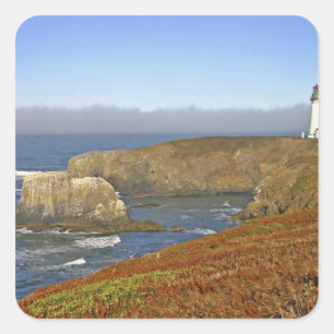 Adesivo Quadrado Farol de Yaquina Head em Newport Oregon