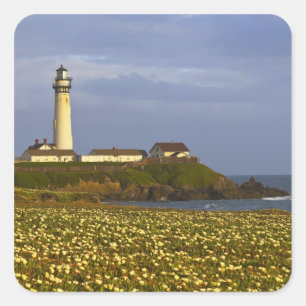 Adesivo Quadrado Farol em Pigeon Point Beach em San