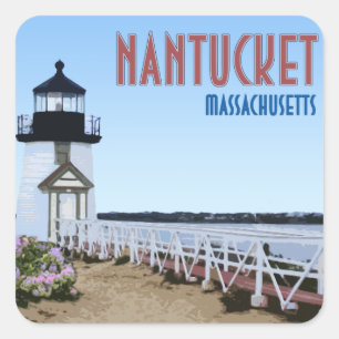 Adesivo Quadrado Farol Massachusetts do ponto de Nantucket Brant