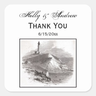 Adesivo Quadrado Farol Montauk Point Hamptons Long Island NY