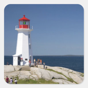 Adesivo Quadrado Farol na Cove da Peggy, Nova Escócia, Canadá.