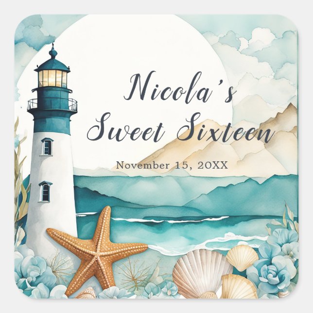 Adesivo Quadrado Farol Náutico Doce Dezesseis (Frente)