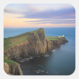 Adesivo Quadrado Farol ponto-tenra em Skye no pôr do sol