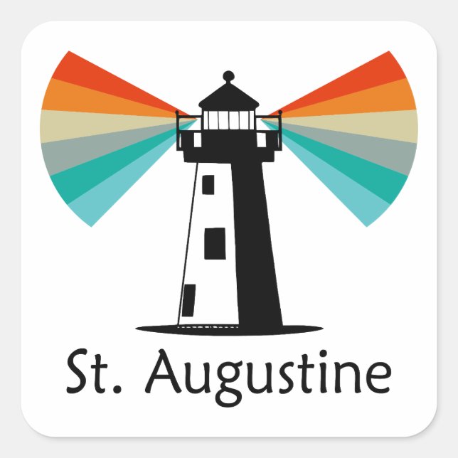 Adesivo Quadrado Farol St. Augustine Flórida Arco-íris (Frente)