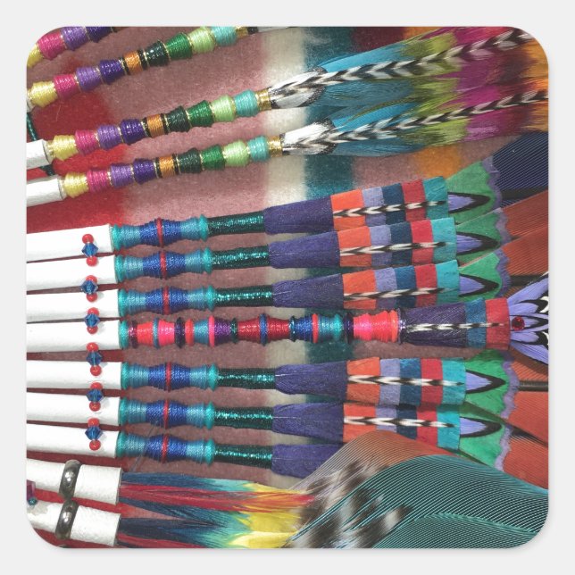 Adesivo Quadrado Fãs da Igreja Nativa Americana, xícara de café, ca (Frente)